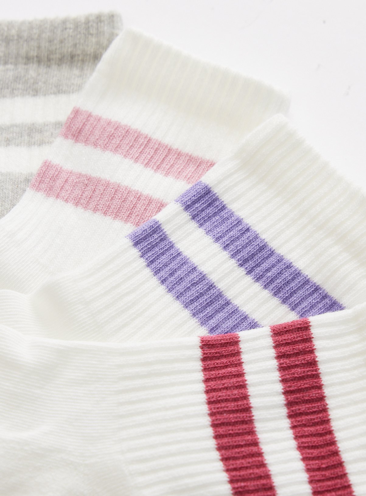 Grey & White Stripe Sports Ankle Socks 5 Pack 3-5.5 Infant - Image 2 thumbnail